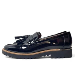 FRANCO SARTO Black Patent Carolynn Tassel Loafer, NWOB! Size 11